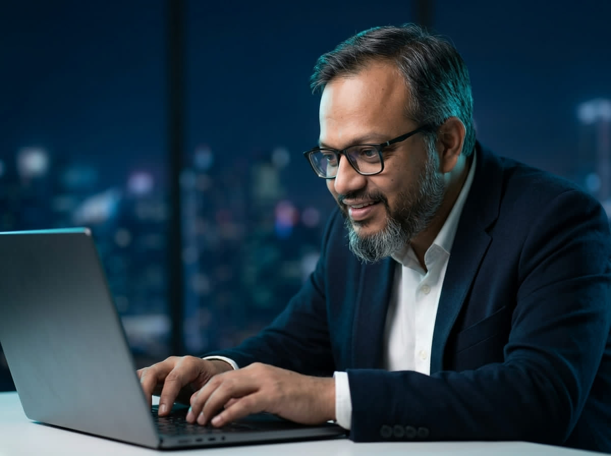Mahmudul Hossain using AI-native development workflow on laptop